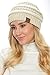 YourStyle USA Trendy Warm Chunky Soft Stretch Cable Knit Slouchy Beanie (One Size, Ivory/Metallic Gold)