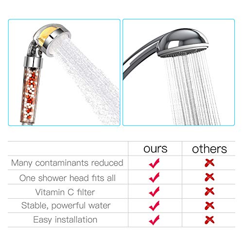 Vitamin C Filter Shower Head with Hose & 4 Replacement Balms Handheld