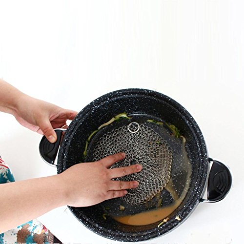 Staron 6"x 6" Stainless Steel Chainmail Scrubber 316 Cast Iron Cleaner Brush for Cast Iron Pan Skillet Pan Griddle Wok Grill Scraper Skillet Scraper (6 x 6" Sliver)