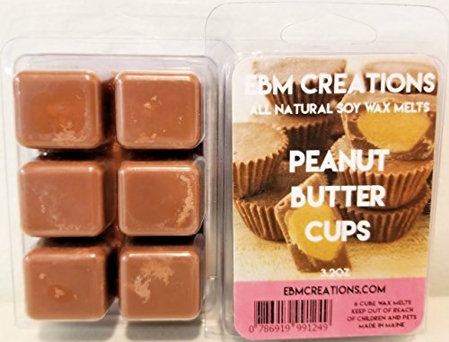 Peanut Butter Cups - Scented All Natural Soy Wax Melts - 6 Cube Clamshell 3.2oz Highly Scented!