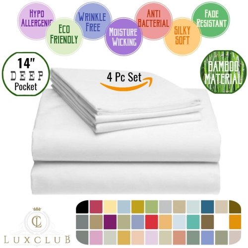 4 PC Microfiber and Bamboo Sheet Set Bamboo Bedding Sheets