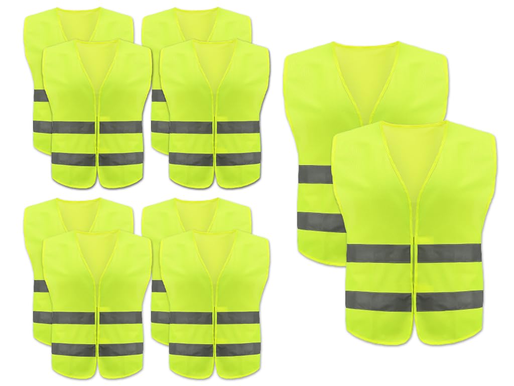 Kellegour 10 Pieces Reflective Safety Vests,Safety Vests,High Visibility Safety Vests,Hi Vis Vests,High Visibility Vests,Reflective Running Vest for Traffic Work,Security Guard,Running Mens Womens