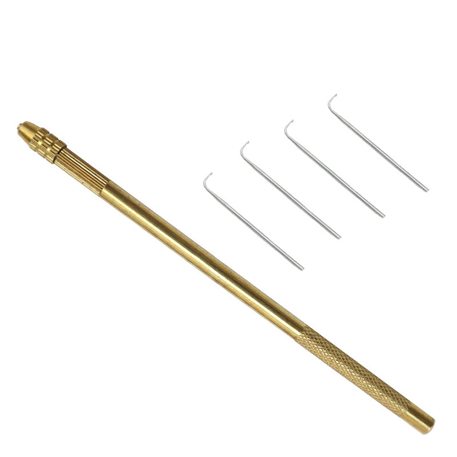 5Pcs Wig Crochet Knotting Hook Sets Durable Ventilating Crochet Hook Brass Holder Rust-Proof Hair Ventilating Needles for Repair Lace Wigs