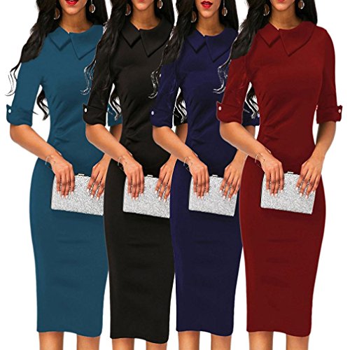 Formal Dress,Han Shi Women Retro Knee Length Empire Office Bodycon Skirt With Back Zipper Formal Dress,Han Shi Women Retro Knee Length Empire Office Bodycon Skirt With Back Zipper