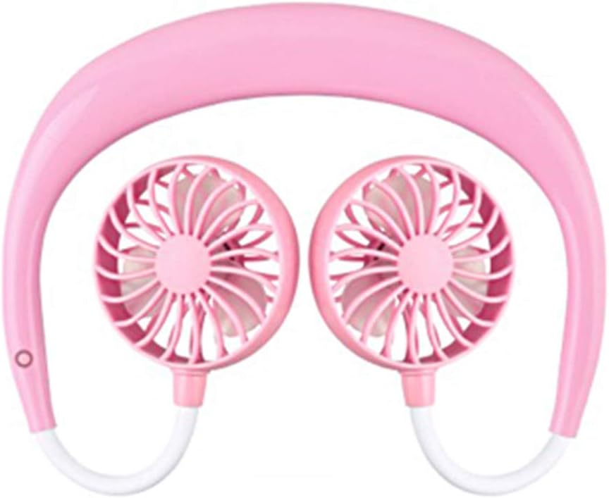 Staresen Portable Sports Neck Hanging Lazy Charging Fan, Personal Portable Stroller Cooling Electric Fan USB Rechargeable Neckband Lazy Neck Hanging Style Dual Cooling Fan