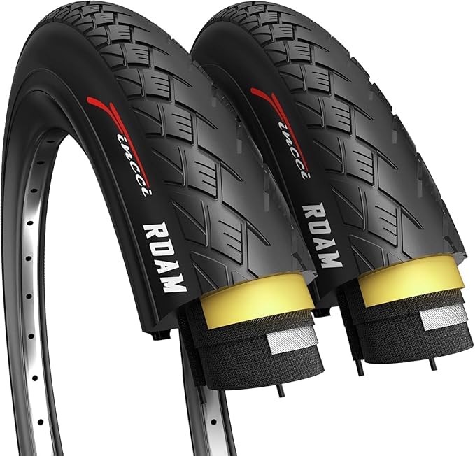 Fincci Pneu Velo 700x38c - Paire Pliable Pneus 28, 40-622 avec Protection Antiponcture Anti-Crevaison 1 mm pour Vélo de Route, VTT Montagne Adulte Velo électrique, Tournée Bicyclette - Un Paquet de 2
