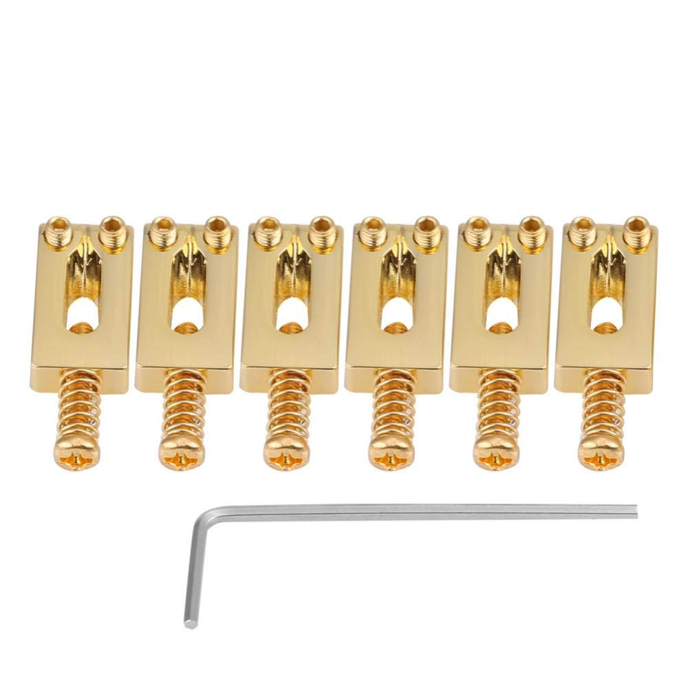 6 Pcs Electric Guitar Tremolo Saddles Bridge for Electric Guitar Replacement with Wrench(Gold) Performance Accessory Musical Instrument Accessories