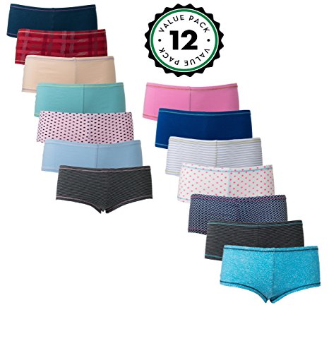 Women’s Boyshort Panties (12-Pack) Seamless Comfort Ultra-Soft Cotton Underwear