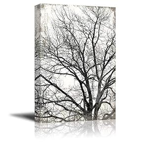 Canvas Wall Art - Tree on Rustic Background - Giclee Print Gallery Wrap Modern Home Art Ready to Hang - 12x18 inches