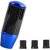 Tuxihapp Carbon Fiber Gear Stick Shift Knob - Cool Buttonless Automatic Manual Car Shifter Knob Lever with 3 Threaded Adapters M8 M10 M12 - Fits Most 4/5/6 Speed Manual Transmission Vehicles (Blue)