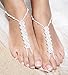 Bienvenu 2 Piece White Ankle Bracelet Crochet Anklets Barefoot Sandals Foot Jewelry, White