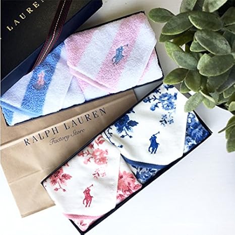 Amazon Ralph Lauren ラルフローレン ハンドタオル タオルハンカチ ギフトbox付きハンドタオル2枚セット ストライプ フローラル 花柄 フローラルセット タオルセット ホーム キッチン オンライン通販