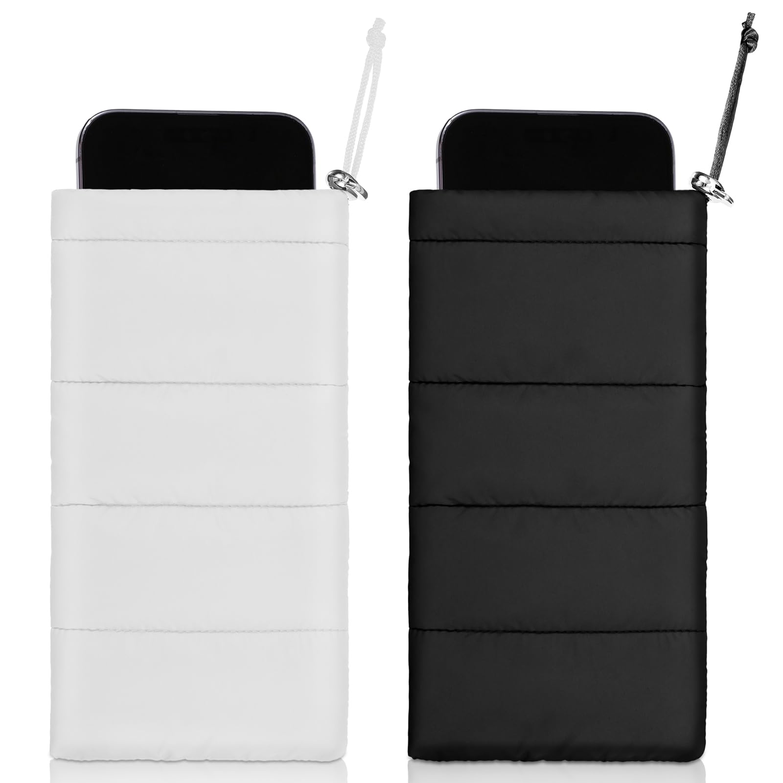 Copkim 2 Pack Thermal Phone Case 7.48x4.13in Cellphone Pouches Warm Phone Cover Bag Pouch for Camping Prevents Freezing & Overheating, Extends Battery Usage for Outdoor Sports(Black,White)