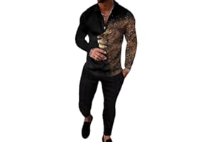 KUBSID Men's Polo Sweatsuit Sets Long Sleeve 2 Piece Outfit Fashion Jogging TrackSuit Comfy Casual Set for Men