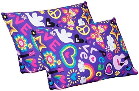 100% Jersey Knit Cotton, 2 Standard Pillow Case (Peace Love Purple)