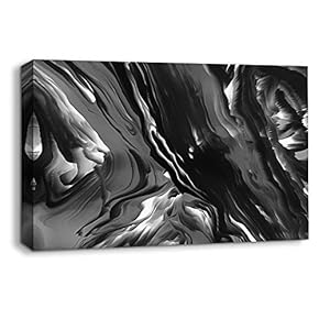 Canvas Wall Art Abstract Black and White Painting Artwork for Home Prints Framed - 12x18 inches