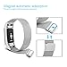 Tecson Magnetic Bands Compatible Fitbit Charge 2 (Pack of 2), Stainless Steel Metal Milanese Replacement Strap with Magnet Lock for Fitbit Charge 2, Silver and Black