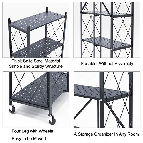 SDHYL Folding Metal Storage Shelves Without Assembly, Collapsible 5