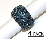 Cotton Craft - Solid Color Beaded Napkin Ring - Teal - Set of 4 - 2 Inch Round - Hand made by skilled artisans - A beautiful complement to your dinner table décor - Other colors - Gold, Red, Silver, Chocolate and Blue - Coordinating Charger - Placemat, Table Runner and Coaster also available