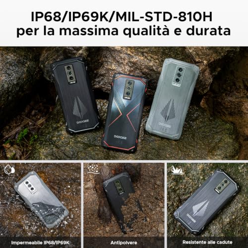 Luzglo Blade10 Pro Energy Rugged Smartphone, 50MP+8MP, 32GB+256GB Telefono Indistruttibile, Android 15, 90Hz 6.56" HD+IPS, 6150mAh,Triple Card Slot,Fingerprint ID/Face Unlock/NFC
