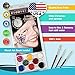 Face Painting Kit and Book - 56 Page Face Paint Book Complete Kit - Create Amazing Cheek Art - Non Toxic for Sensitive Skin Easy & Safe to Use 3 Brushes Easter Parties Schools