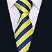 Barry.Wang Plaid Ties Check Mens Necktie Set with Handkerchief Cufflinks Classic Stripe (Yellow Blue)