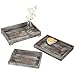MyGift Torched Wood Decorative Tray, 3-Piece Wooden Serving Tray, Display Ottoman Coffee Table Tray