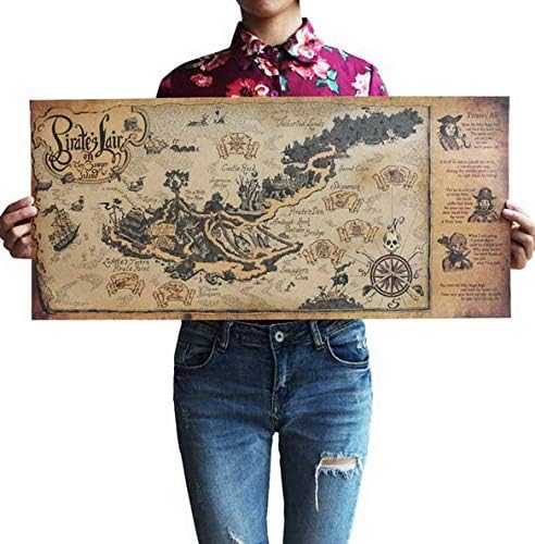 Yirenfeng Wall Sticker Nostalgic Retro Paper Poster Pirates of The Caribbean Treasure Map Wall Paper Art Home Decoration Painting