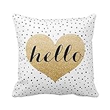 Lfarncomboutlet Gold Hello Heart Black White Dalmatian Dots 475 Custom Zippered Square Pillowcase 18x18 (one side) Cushion Cover Case Pillow