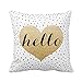 Lfarncomboutlet Gold Hello Heart Black White Dalmatian Dots 475 Custom Zippered Square Pillowcase 18x18 (one side) Cushion Cover Case Pillow