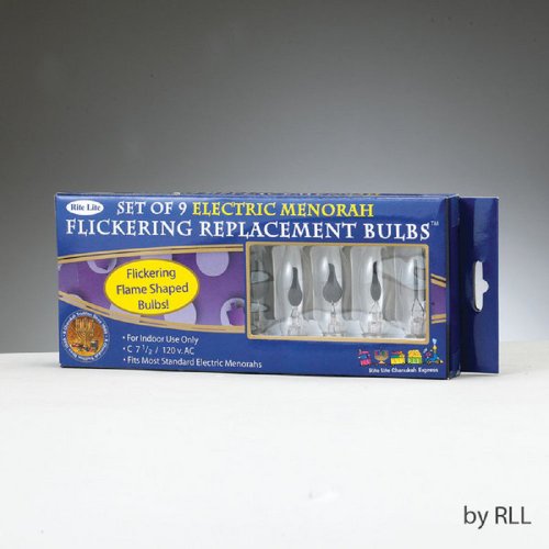 Electric Chanuka Menorah Flickering Bulbs 9 Pack