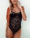 gagaopt Women One Piece Lace Bodysuit Mesh Babydoll Teddy Lingerie Large, Black