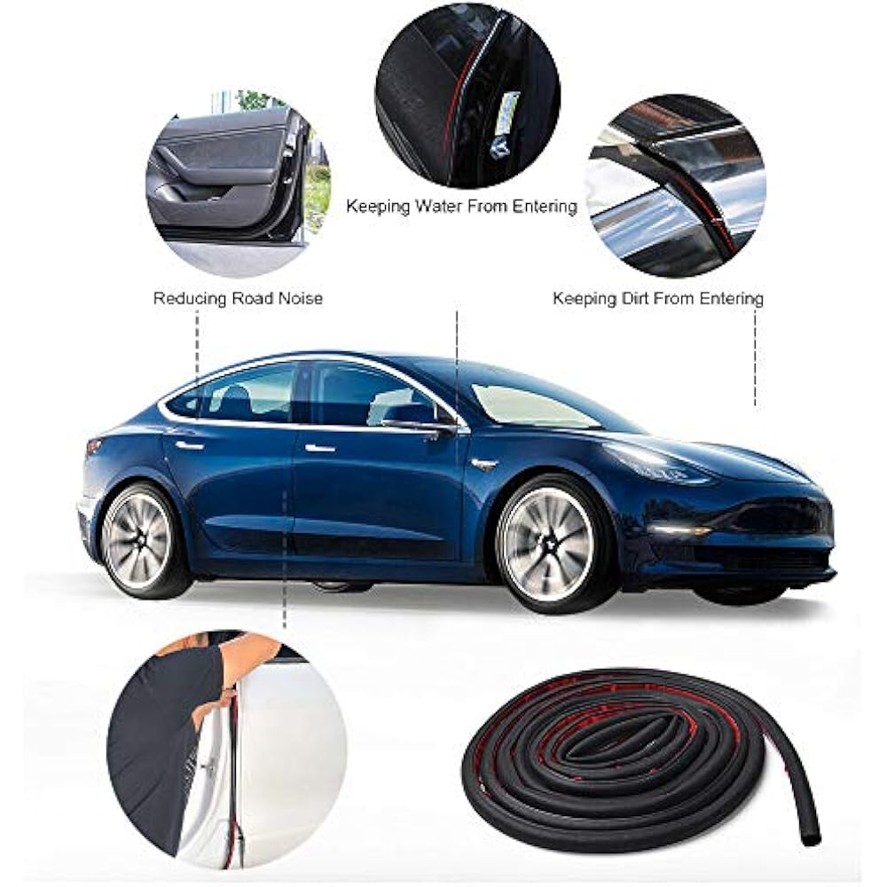 Tesla Model 3 Door Seal Kit Soundproof Rubber Weather Draft Strip Wind