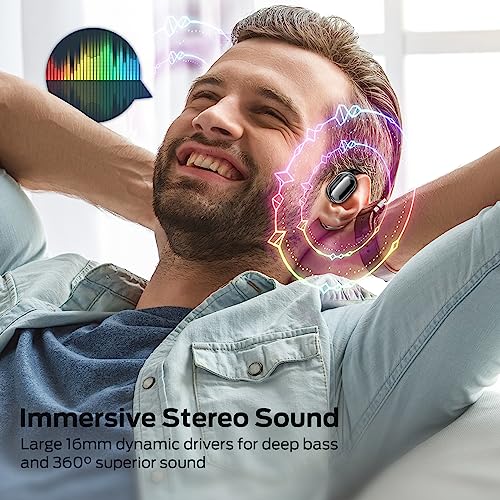 BUGANI Ecouteurs Bluetooth sans Fil Sport, Casque Bluetooth sans Fil 5.4, Écouteurs à Conduction Osseuse avec 40H HiFi Stéréo Basses Casque, Oreillette Bluetooth Sport IPX5 Étanche, Running/Gym