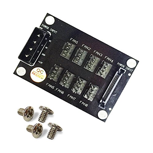 4-Pin or SATA 15-Pin to 8x 4-Pin Fan Splitter Hub (Power from One 4-Pin Molex or SATA 15-Pin connector)