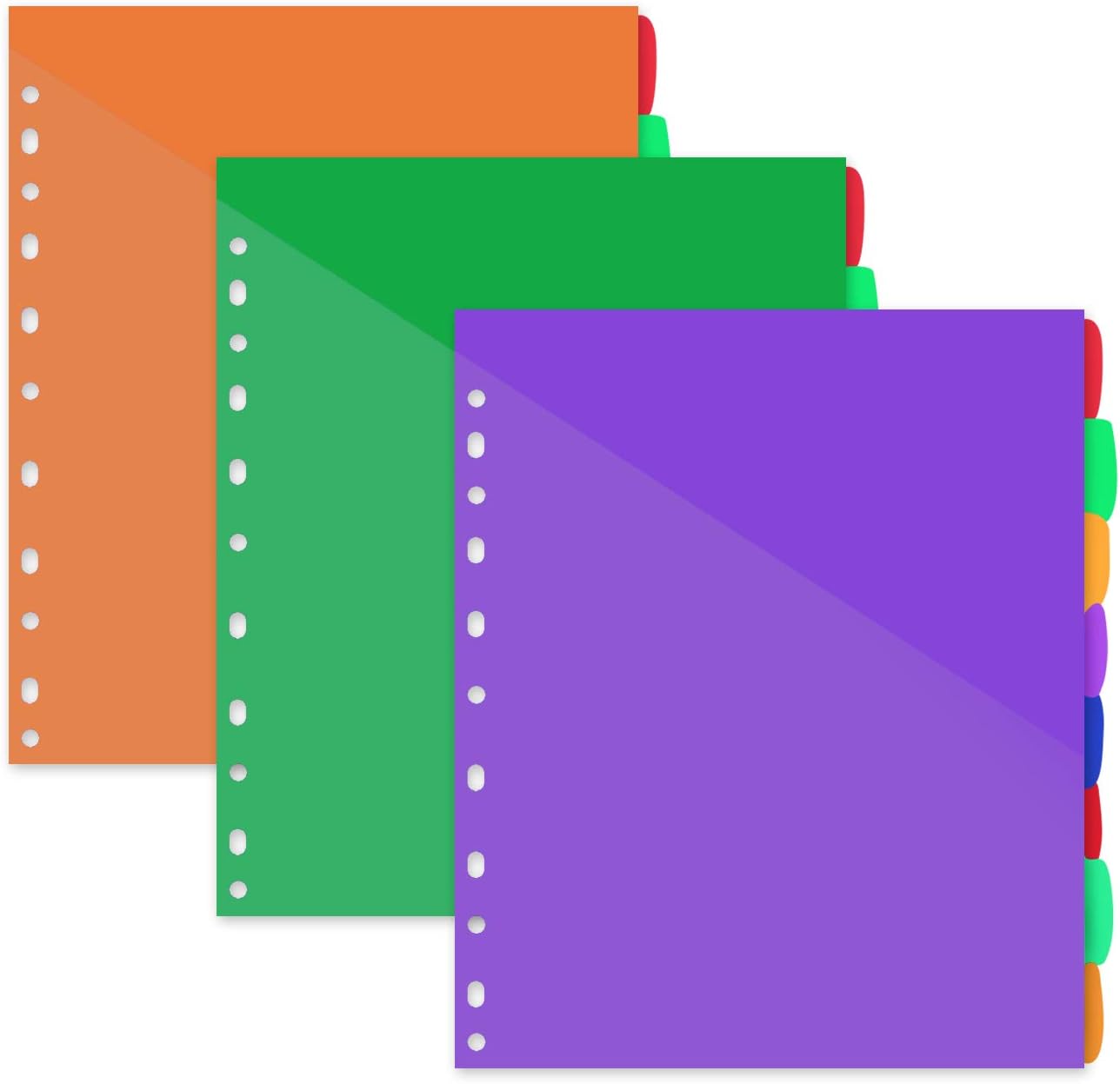 Insertable Plastic Dividers, Binders Dividers with Pockets & tabs, 8-Tab Set, Multi-Color, Pack of 3 : Office Products