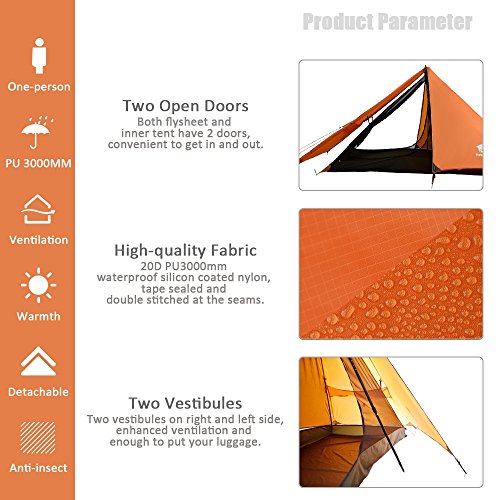 GEERTOP-1-person-3-season-20D-Ultralight-Backpacking-Tent-For-Camping-Hiking-Climbing-Pole-NOT-included-Orange-Inner-tent
