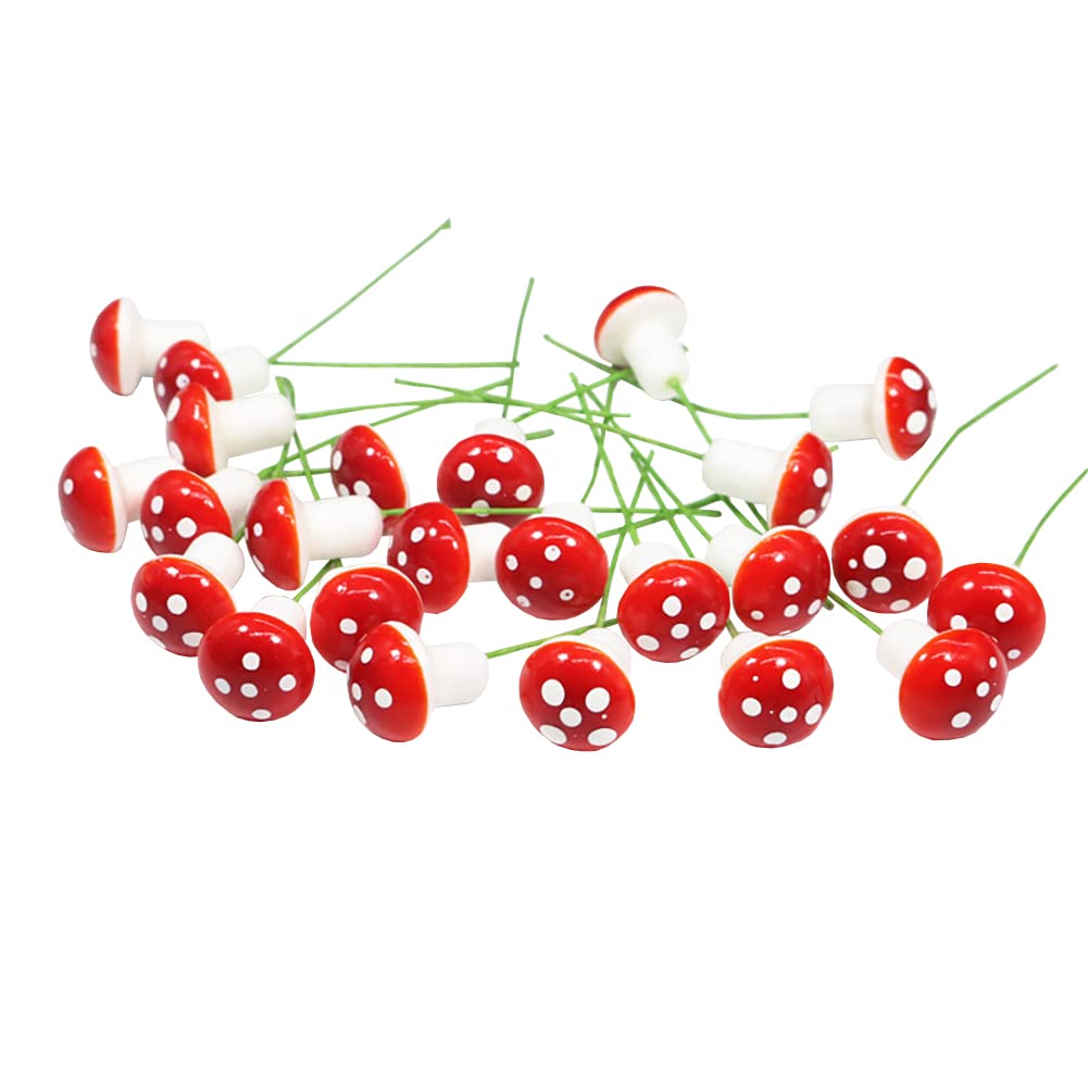 JIHUOO 100 Pcs 2cm Mini Foam Mushrooms Tiny Craft Mushrooms Fairy Garden Mushroom Miniatures Flower Pot Decorations Micro Landscape Decor Garden Ornaments
