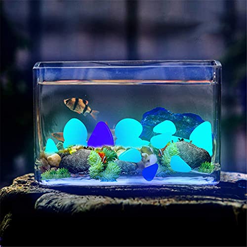 Keeplus Outdoor Glow Stones in The Dark Rocks, Decorations for House Plants Walkways, Gardens, Driveways or Aquariums Fishbowl- Glow Rocks for Outdoor (10Pcs, Green)