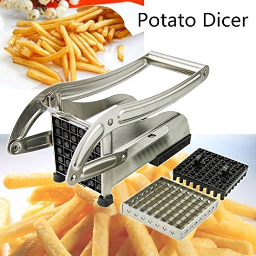 Morrivoe French Fry Cutter Stainless Steel Vegetable Potato Cutter with 2 Interchangeable Blades Potato Chips Maker - Thumbnail 7