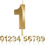 Polly Online Gold Glitter Number Candles 3D Cake Toppers 0-9 Set