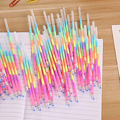 image for Buolo-Stationery Rainbow Gel Highlighters Markers Clear View Ink Ballp