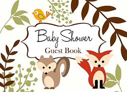 Baby Shower Guest Book: White Woodland Forest Animals Advice for Parents and Gift Log