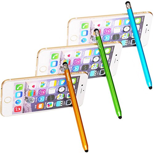 Honsky Cell Phone Stylus, Tablet Stylus for Touch Screens: Universal Slim Long Metal Pencil-Like Stylist Pens, Tablet Pen, Touchscreen Stylus Pen - Blue, Champagne, Green - Cylinder, 3 Packs