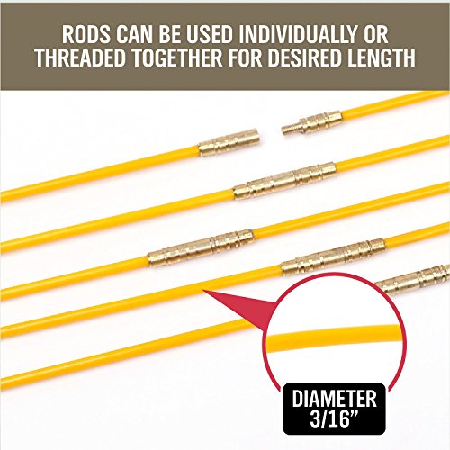 Fish Tape 50 Ft 50' Fiberglass Fish Tape Running Wire Cable Rods