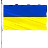 Ukrainian Flag 3x5 Outdoor Indoor Ukraine Flags Heavy Duty Sewn Stripes Polyester and Durable Canvas Header with Brass Grommets Ukraine National Flags 3 X 5 Feet