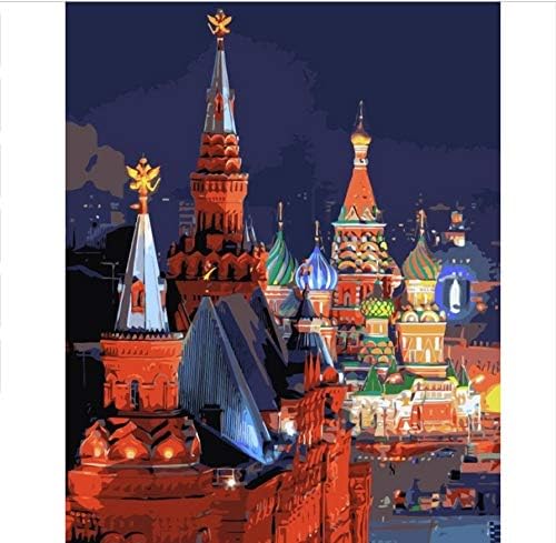 GUHUA Red Square Moscow Russia Diy Painting By Numbers Acrylic Paint By Numbers Kit Landscape Wall Pictures40X50CM