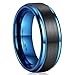 King Will Duo 8mm Black Brushed Blue Tungsten Carbide Wedding Band Ring Polish Finished Comfort Fit