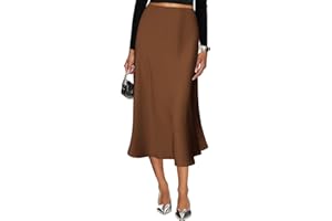 Yewanka Women's Silk Satin Midi Skirt Elastic High Waisted A-Line Cheetah Print Leopard Long Skirts for Women Trendy