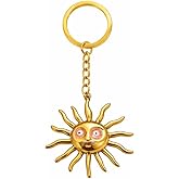 Tazimo Gold Sun Keychain Cute Sun Keychains Metal Stainless Steel Pendant Key Chains Accessories for Keys Cars and Bags